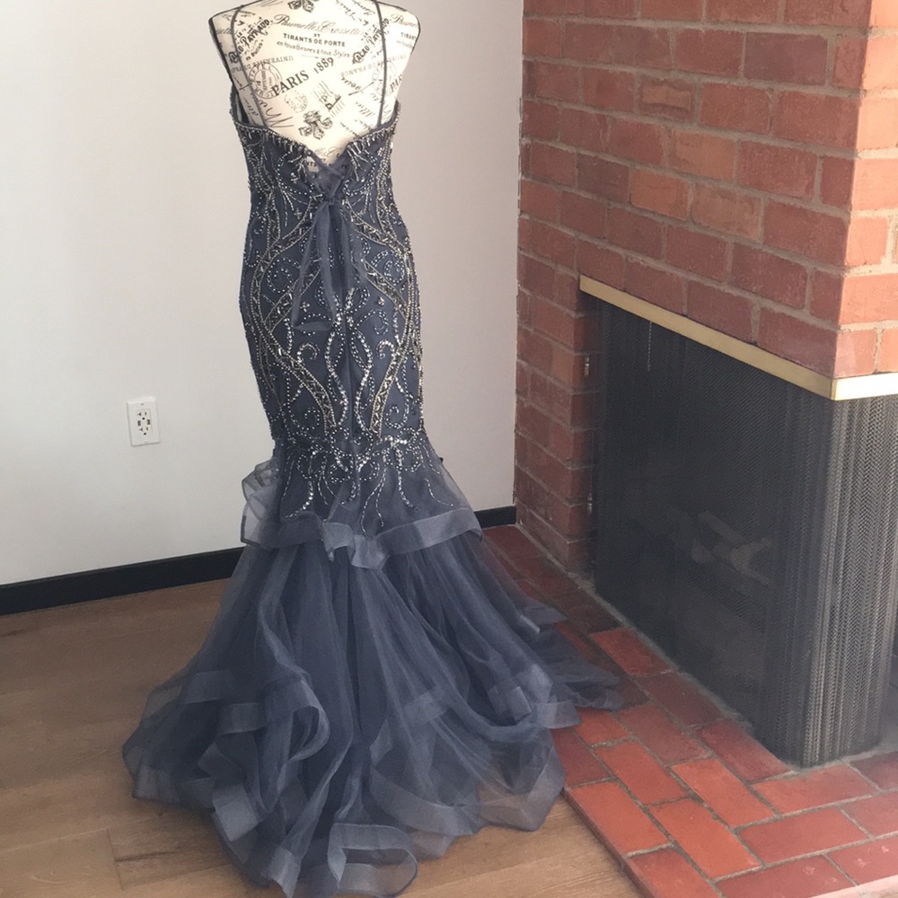 Sparkly blue navy long formal dress - Picture 2 of 7